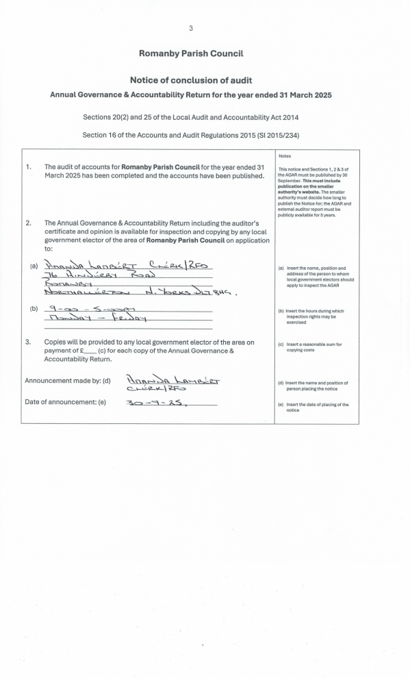 Notice of Audit